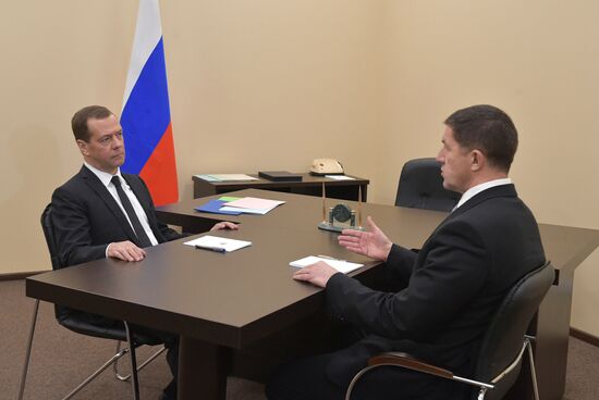 Премьер-министр РФ Д.Медведев провел встречу с представленным на должность президента ПАО "Ростелеком" М. Осеевским