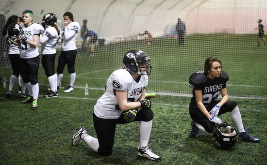 Тренировка московской команды по американскому футболу "Сирены"