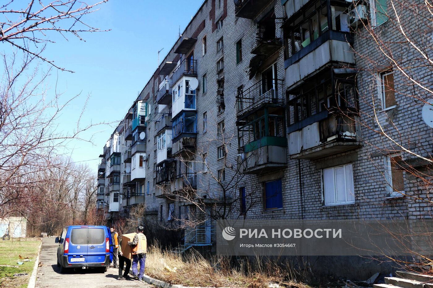 Последствия обстрела в Донецке