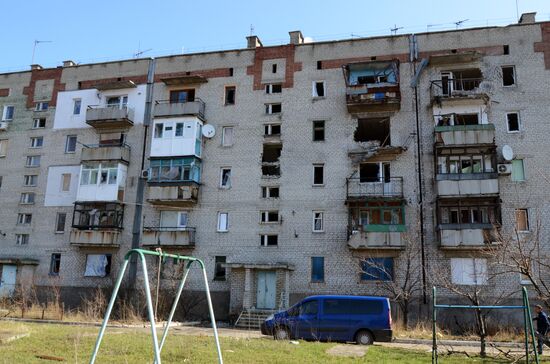 Последствия обстрела в Донецке