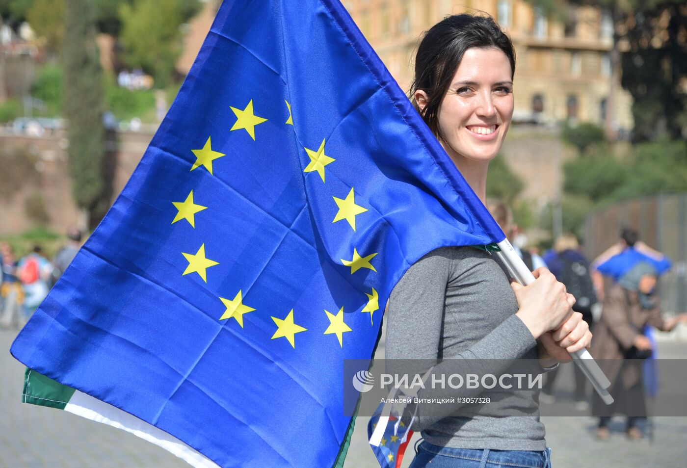 Митинг сторонников Евросоюза в Риме