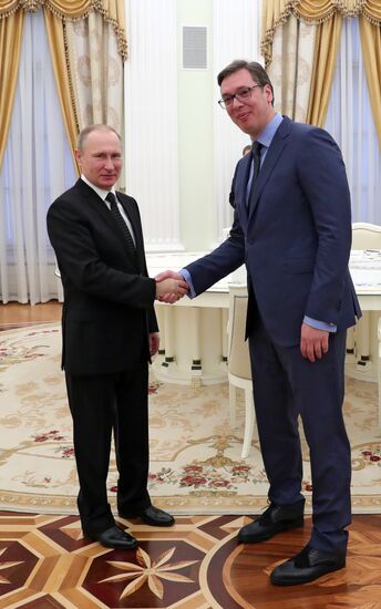 Рабочая встреча президента РФ В. Путина с председателем правительства Сербии А. Вучичем