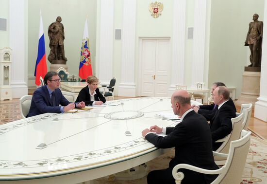 Рабочая встреча президента РФ В. Путина с председателем правительства Сербии А. Вучичем