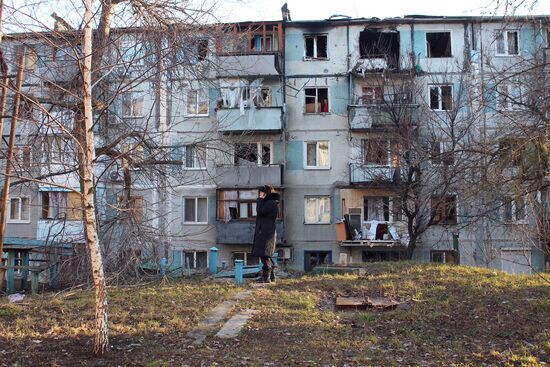 Последствия обстрела в Донецке