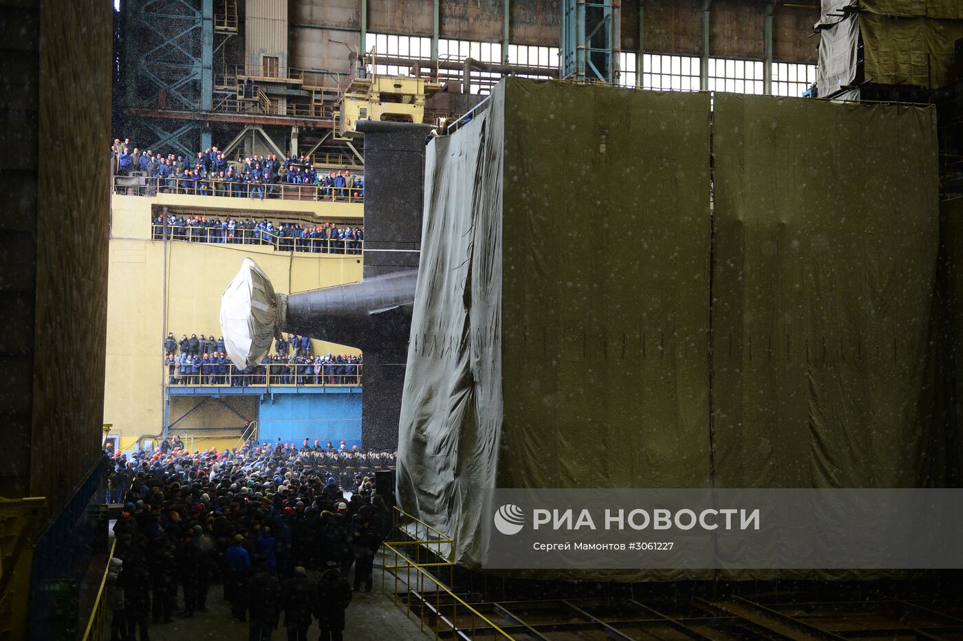 Спуск на воду атомного подводного крейсера "Казань" ВМФ России