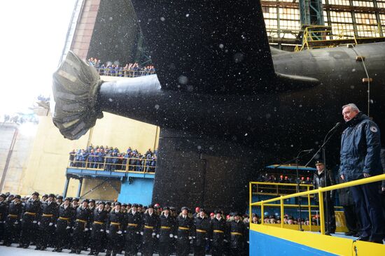 Спуск на воду атомного подводного крейсера "Казань" ВМФ России