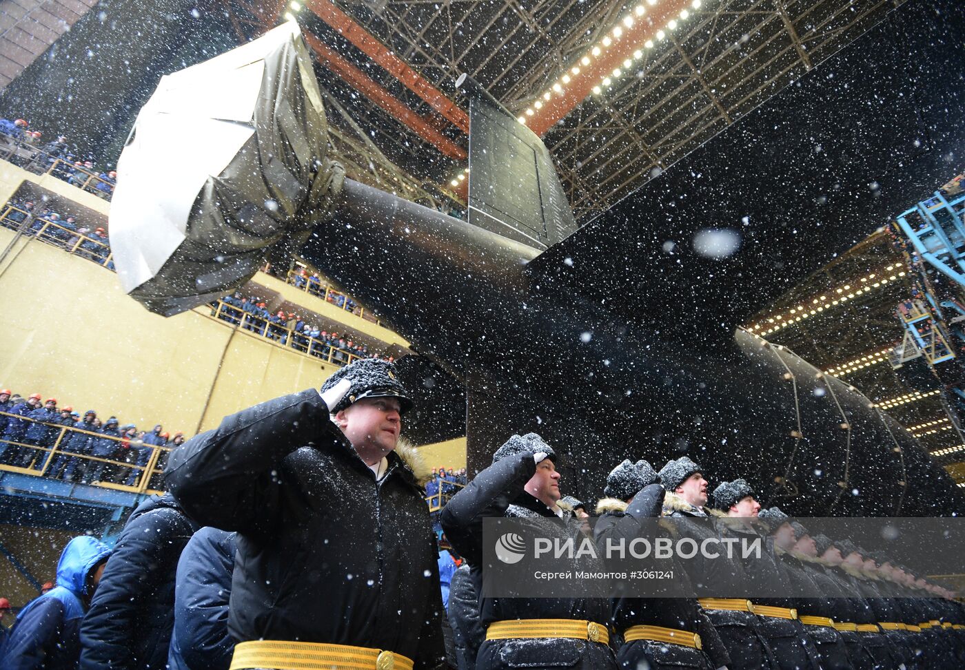 Спуск на воду атомного подводного крейсера "Казань" ВМФ России