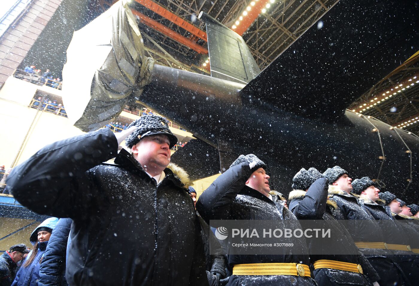 Спуск на воду атомного подводного крейсера "Казань" ВМФ России