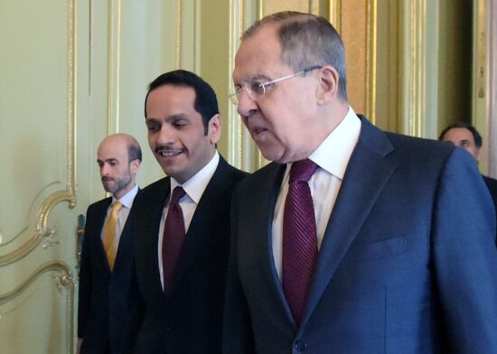 Встреча глав МИД России и Катара С. Лаврова и М. Аль Тани