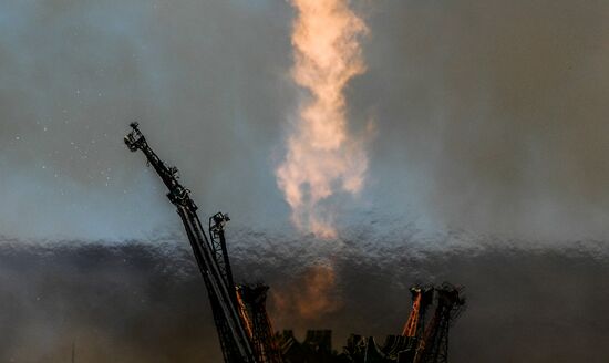 Пуск ракеты-носителя "Союз-ФГ" с ТПК "Союз- МС-04" с космодрома Байконур