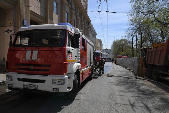 Пожар в центре Москвы