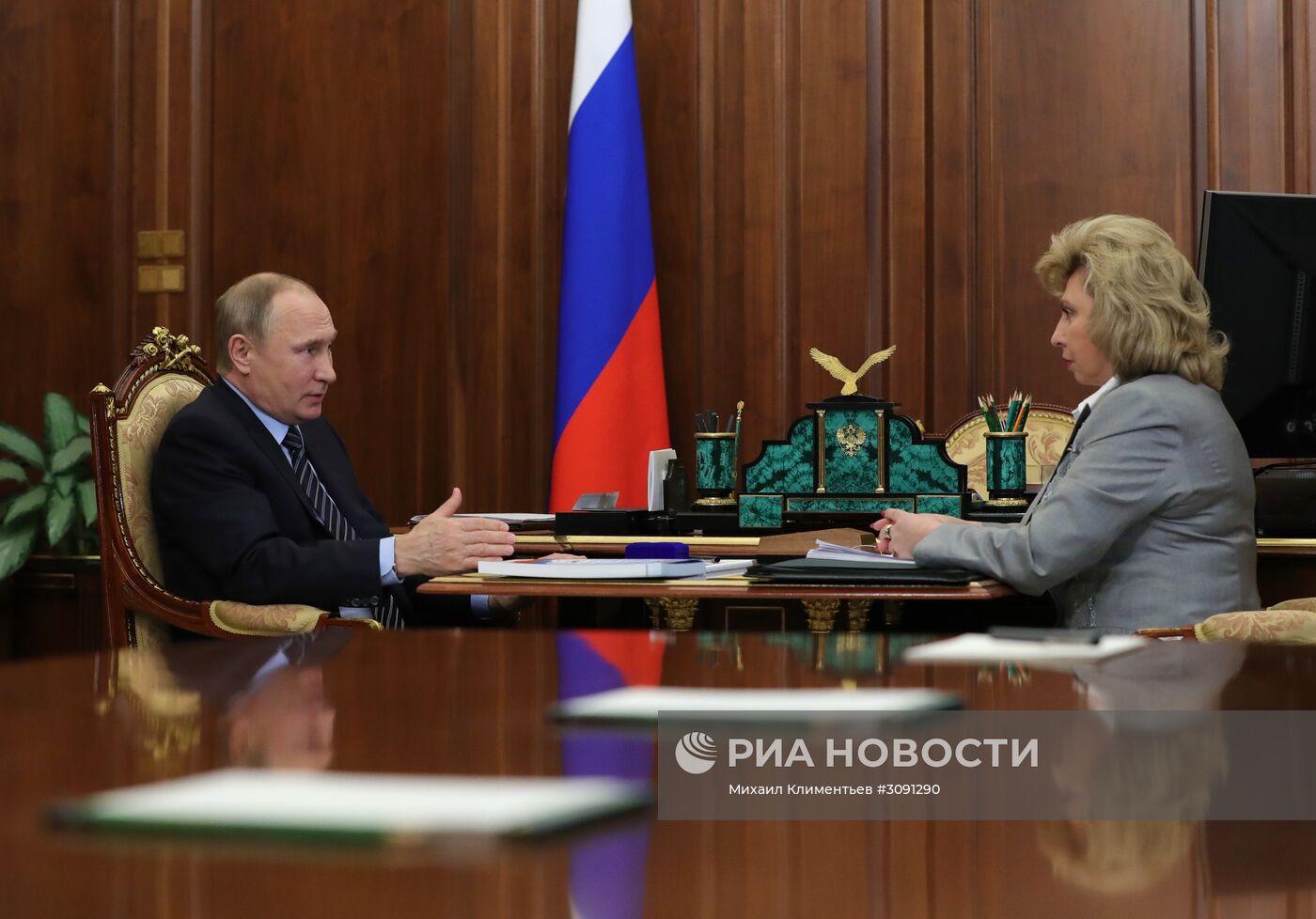 Рабочая встреча президента РФ В. Путина с уполномоченным по правам человека Т. Москальковой