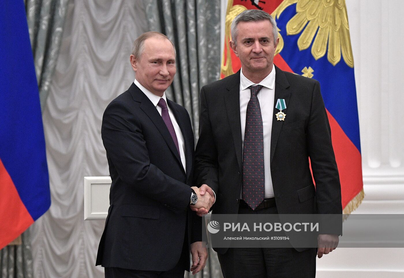 Церемония вручения государственных наград президентом РФ В. Путиным в Кремле