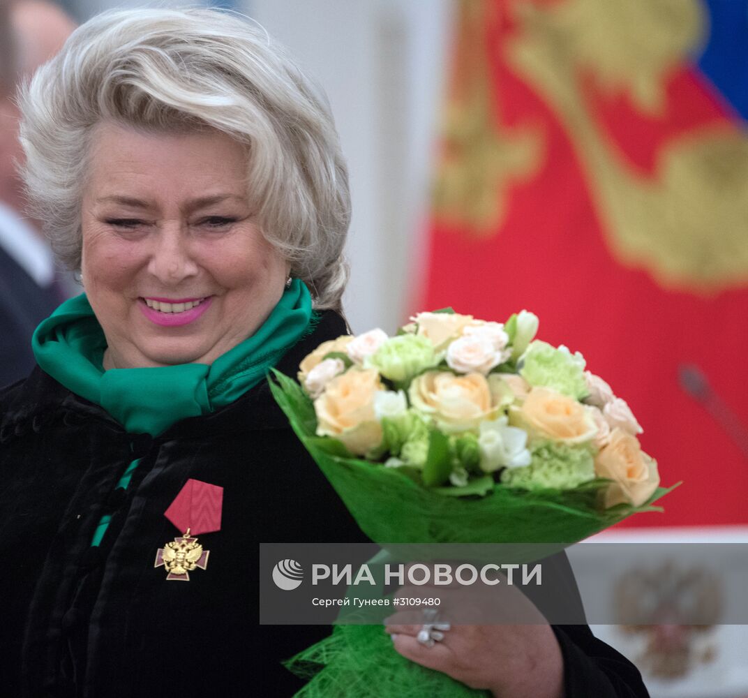 Церемония вручения государственных наград президентом РФ В. Путиным в Кремле