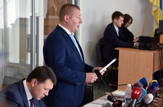 Заседание Оболонского суда Киева по делу бывшего президента Украины В. Януковича