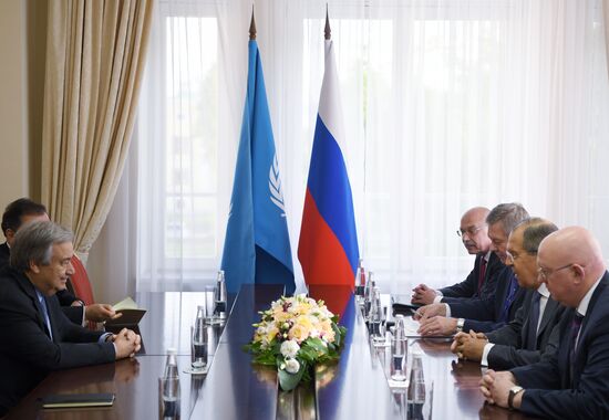 Встреча главы МИД РФ С. Лаврова и генсека ООН А. Гутерреша