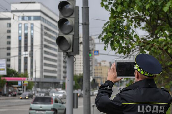 Работа экипажа дорожного патруля ЦОДД