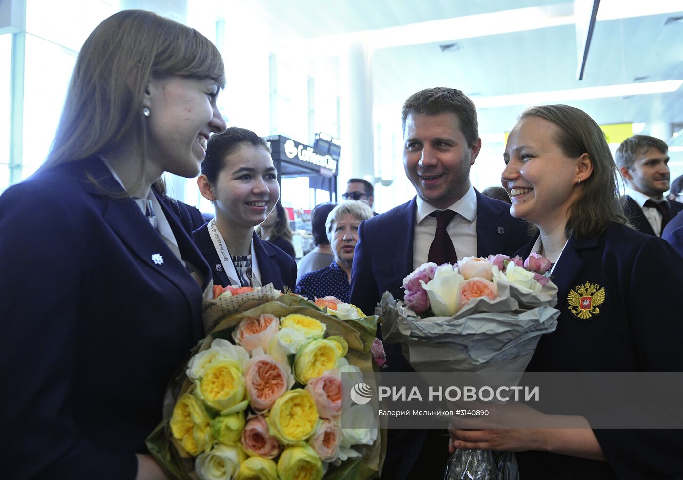 Прилет сборных России по шахматам в Москву