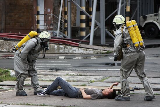 Учения МЧС в Донецке