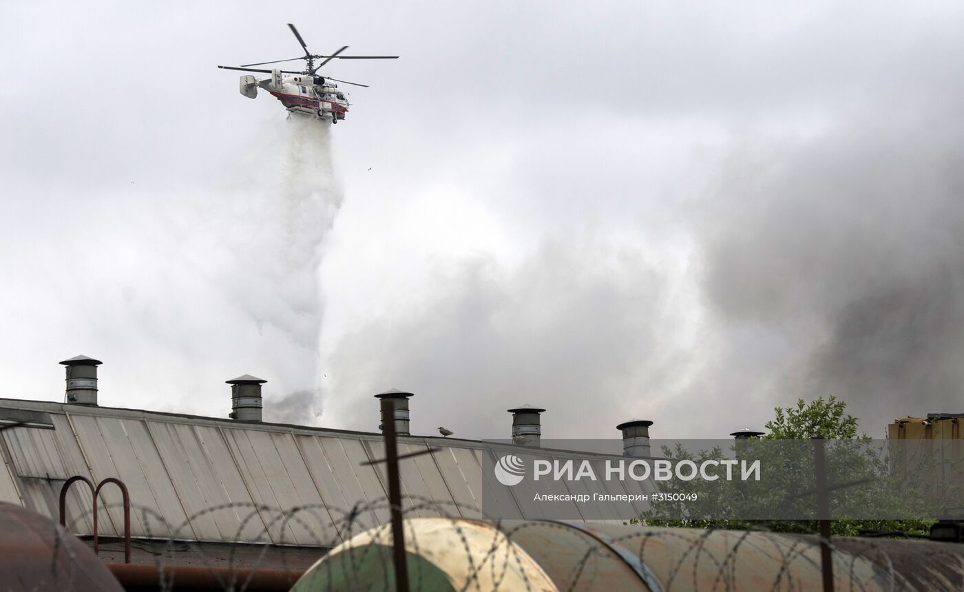 Пожар на Кировском заводе в Санкт-Петербурге