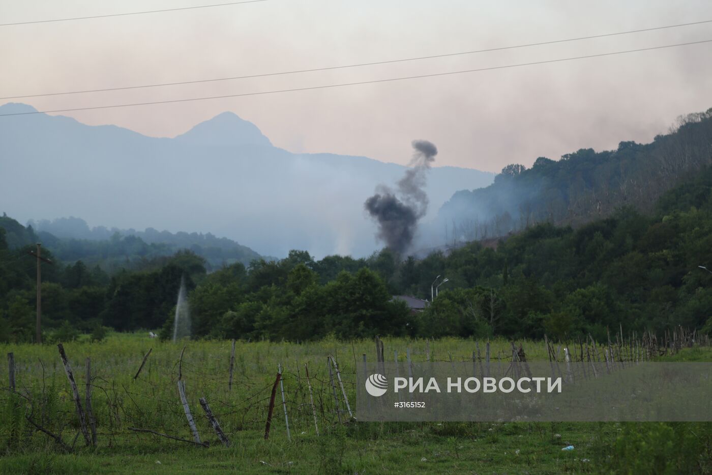 Ситуация на месте взрыва на военном складе в Абхазии