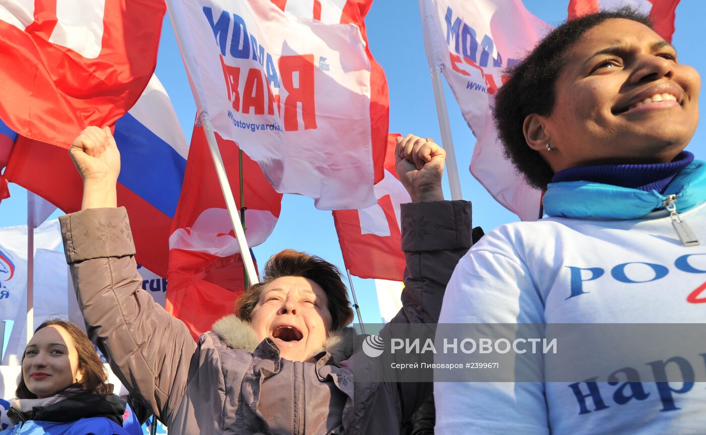 Митинги в регионах России в поддержку Крыма