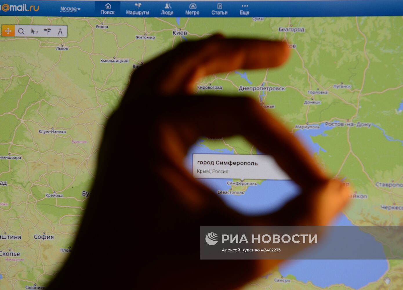 Крым на электронных картах "Яндекс" и Mail.ru