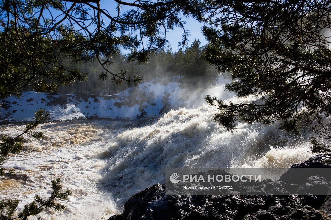 Водопад Гирвас в Карелии
