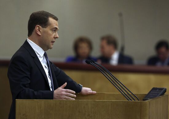 Д.Медведев представил отчет правительства в Госдуме РФ
