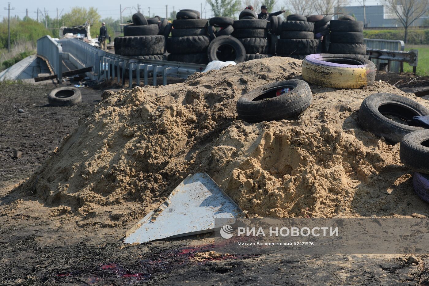 Блокпост народного ополчения в селе Андреевка в Донецкой области