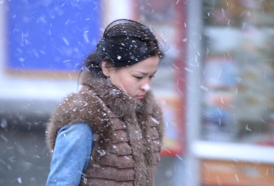 Мокрый снег в Москве
