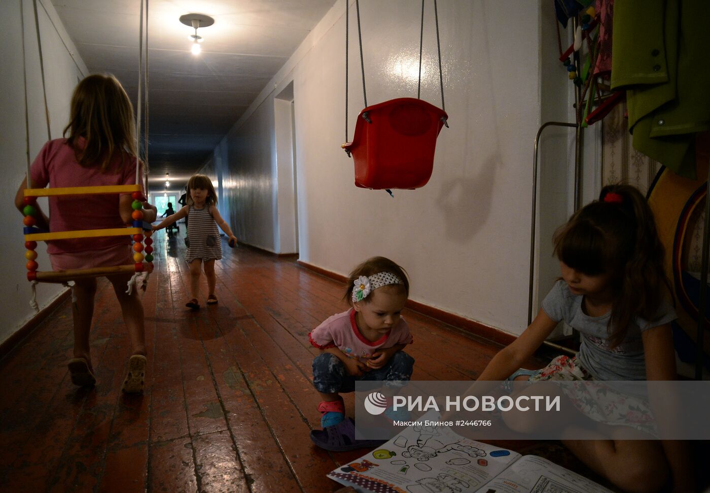 Беженцы из Славянска в городе Снежное Донецкой области
