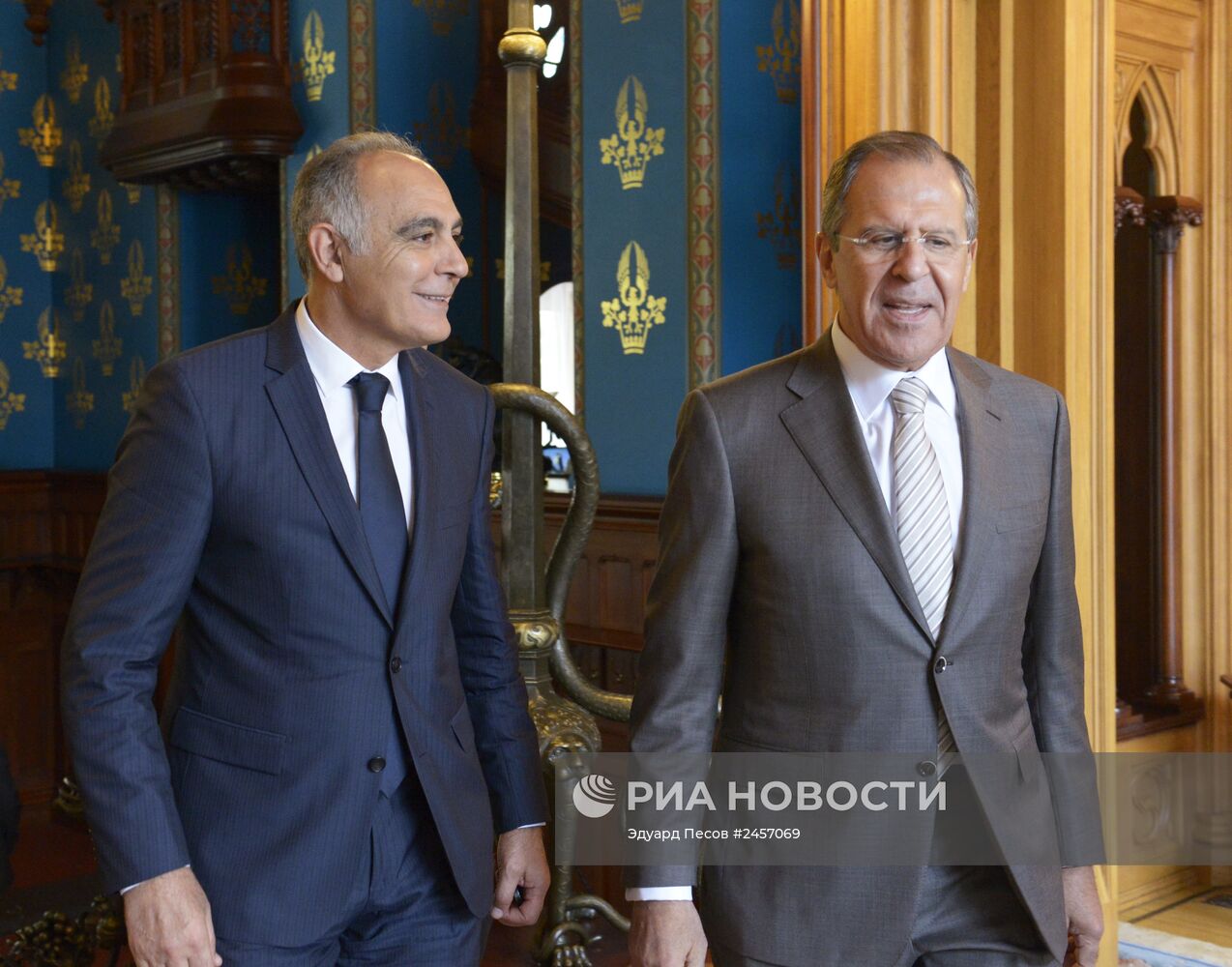 Встреча глав МИД РФ С.Лаврова и МИД Марокко С.Мезуара