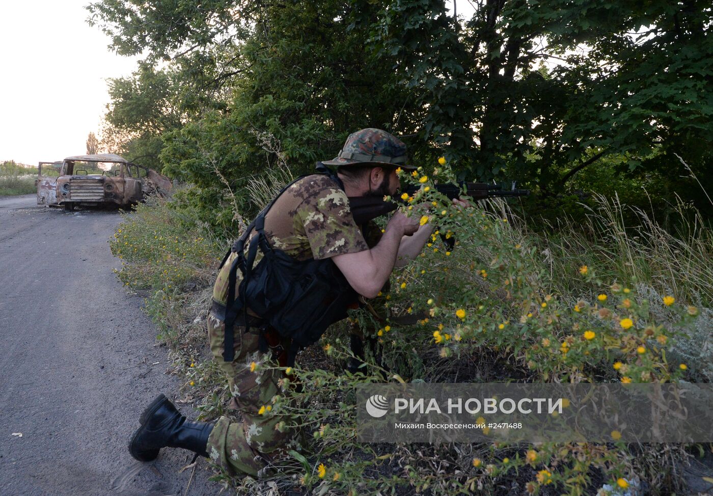 Патрулирование территории Горловки бойцами народного ополчения