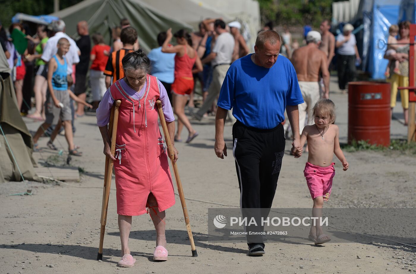 Лагерь украинских беженцев в населенном пункте Гуково Ростовской области