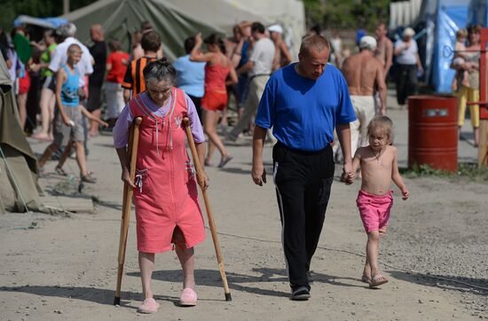 Лагерь украинских беженцев в населенном пункте Гуково Ростовской области