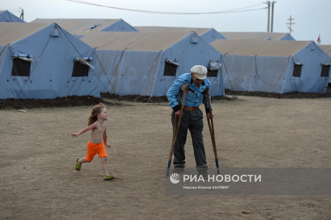 Лагерь украинских беженцев в Ростовской области