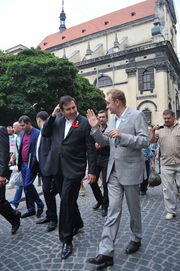 Экс-президент Грузии М.Саакашвили посетил Львов