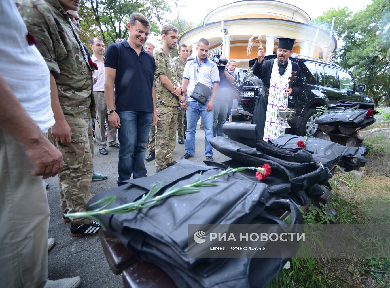 Проводы бойцов батальона нацгвардии "Шахтерск" в Киеве в зону силовой операции