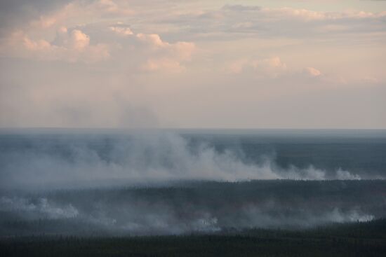 Тушение природных пожаров в Якутии