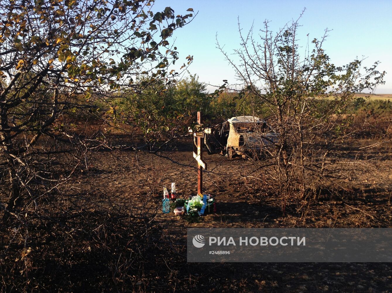 На месте гибели Андрея Стенина установлен крест