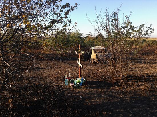 На месте гибели Андрея Стенина установлен крест