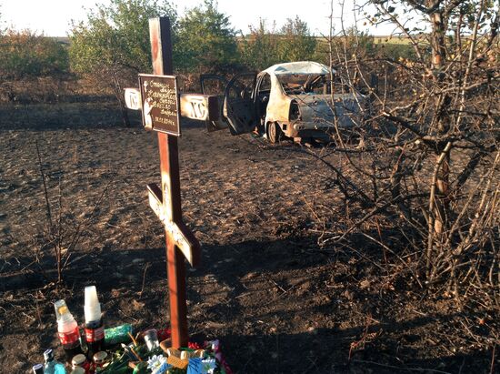 На месте гибели Андрея Стенина установлен крест