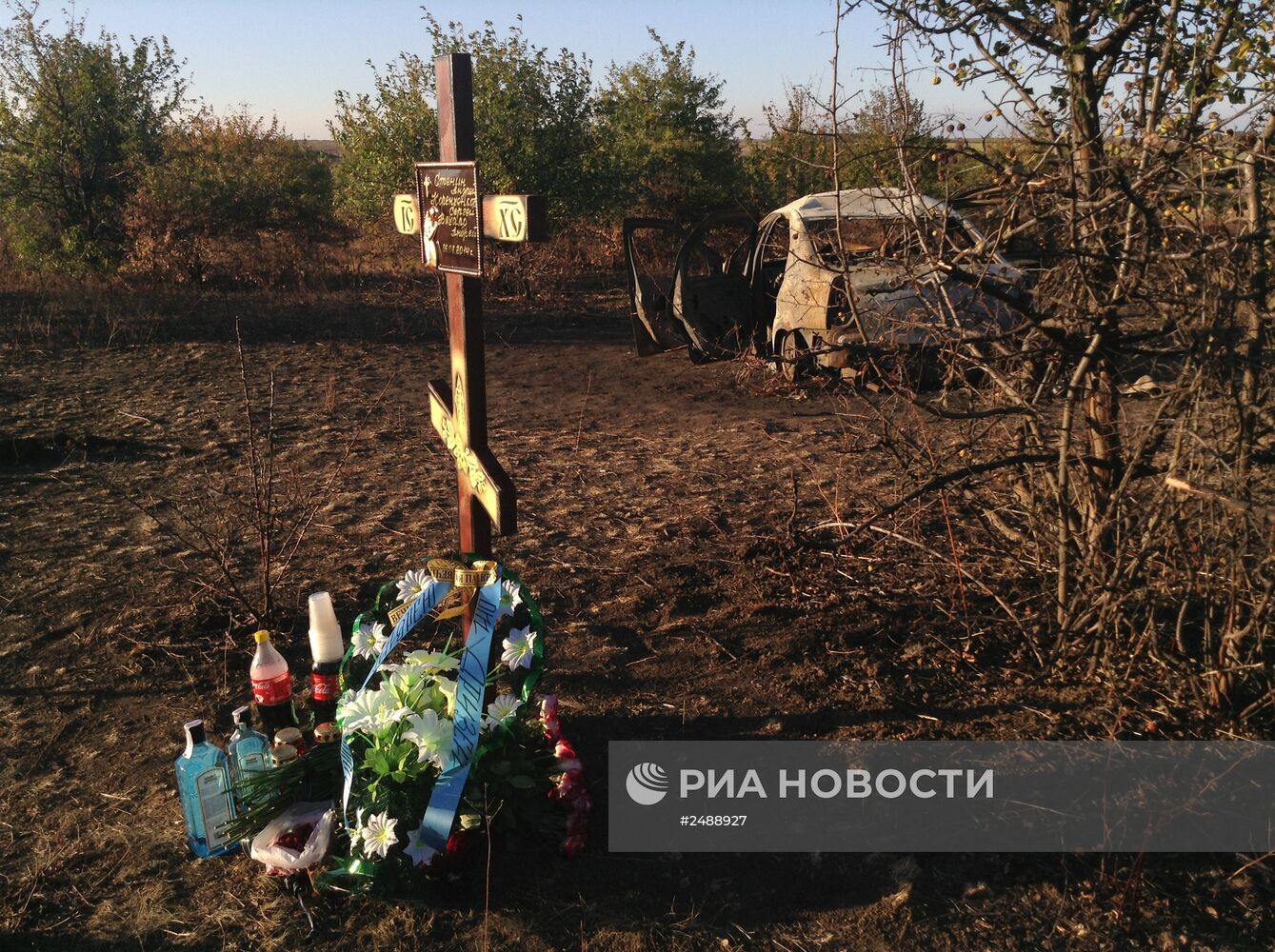 На месте гибели Андрея Стенина установлен крест