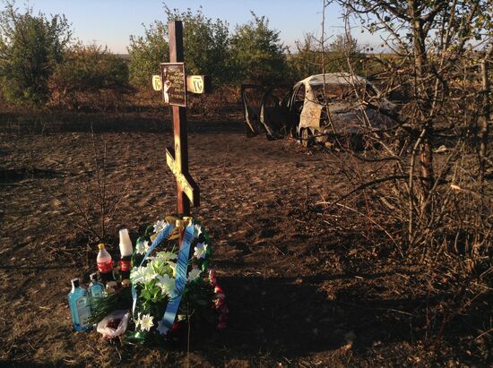 На месте гибели Андрея Стенина установлен крест