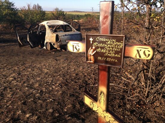 На месте гибели Андрея Стенина установлен крест