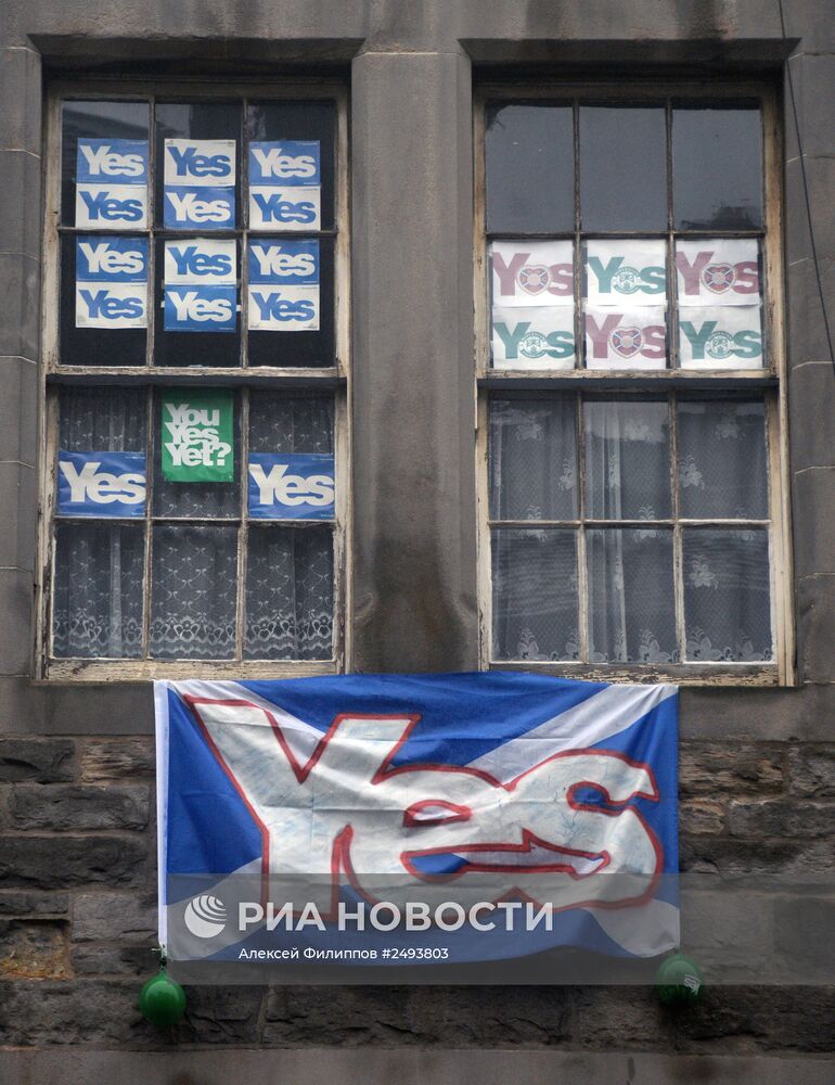 Уличная агитация в Эдинбурге перед референдумом о независимости Шотландии