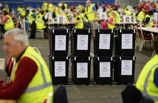 Подсчет голосов рефрендума о независимости Шотландии