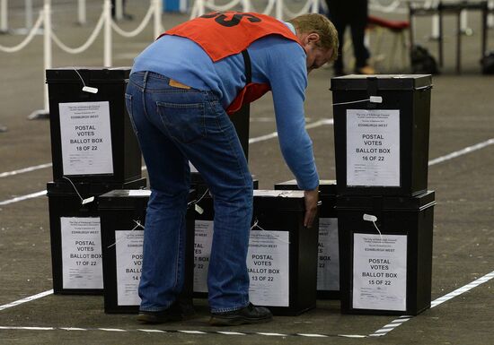 Подсчет голосов рефрендума о независимости Шотландии