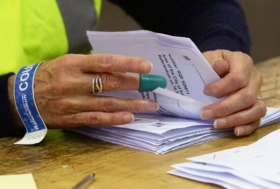 Подсчет голосов рефрендума о независимости Шотландии